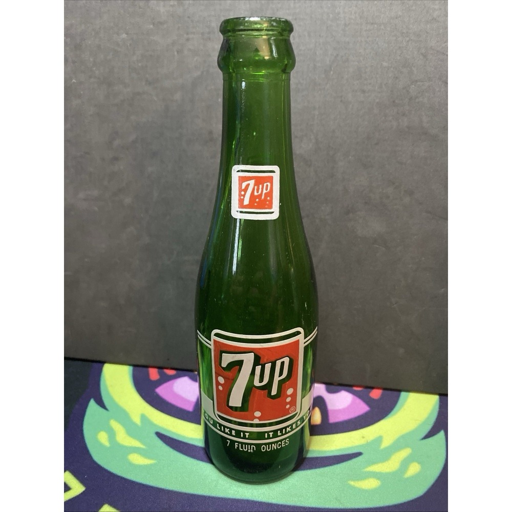 Vintage 7 Up 7 Oz Glass Bottle You Like It Likes You Soda Collectible